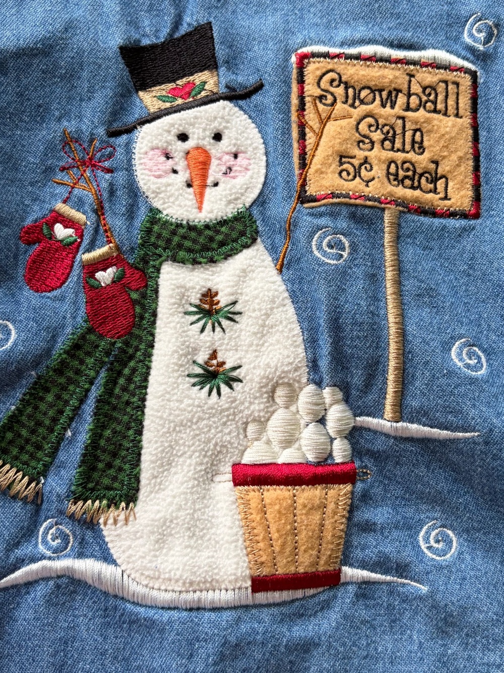 Vtg 90’s Decorated Originals Embroidered Holiday Christmas Denim Blouse - Picture 2 of 9